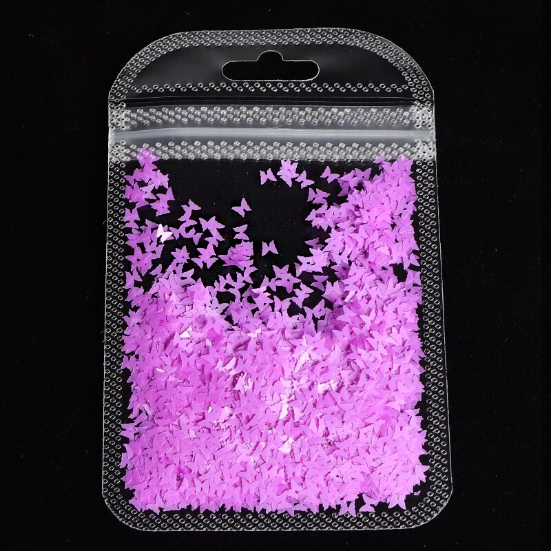 Fluorescenza di Figura Della Farfalla a Forma di Cuore Unghie Artistiche di Scintillio Fiocchi di 3D neon Paillettes Polacco del manicure della Decorazione Del Chiodo: YGBF6