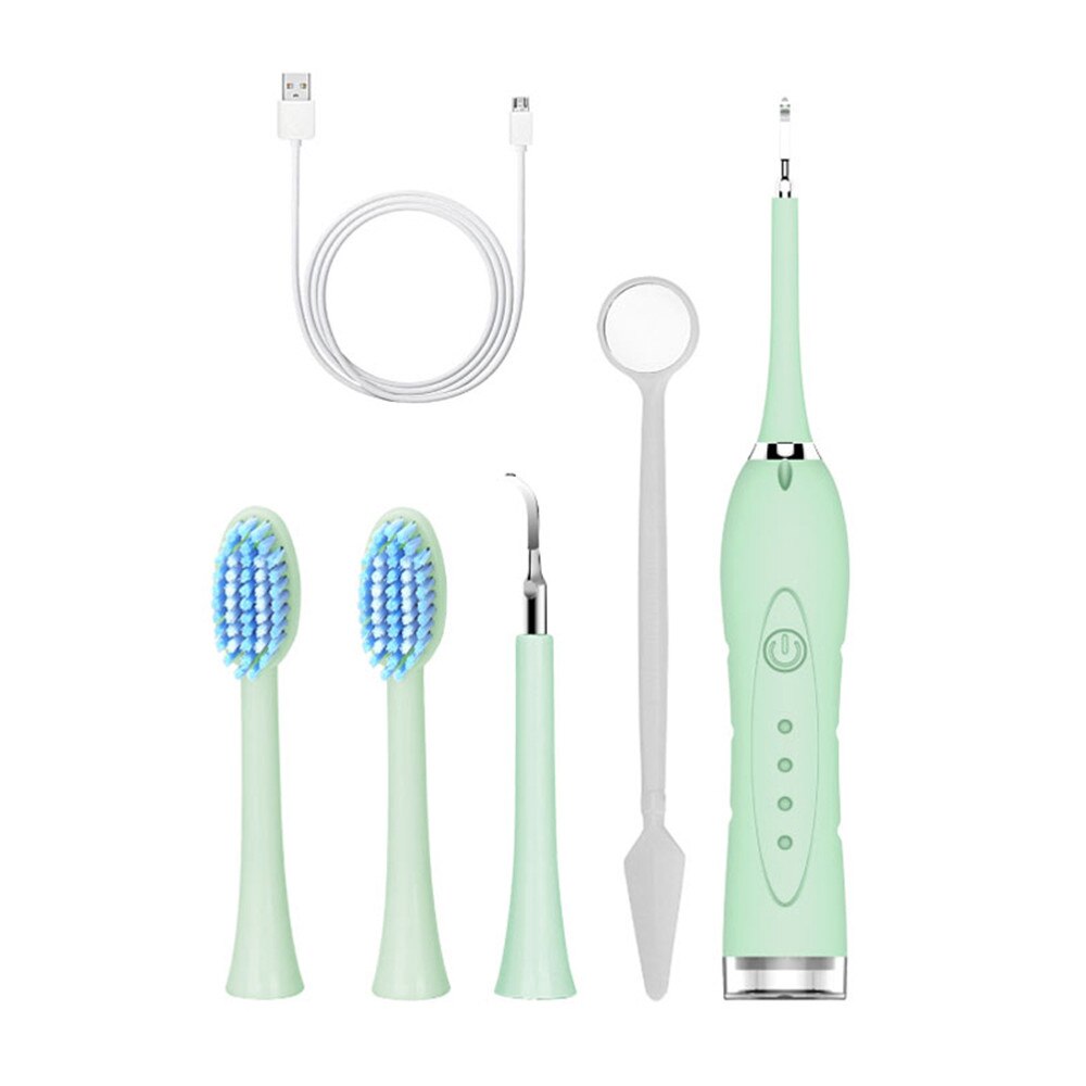 Electric Toothbrush USB Charging Waterproof Automatic Sonic with 2 Brush Heads can Dental Stone Remover Tooth Brush Care Tool: green