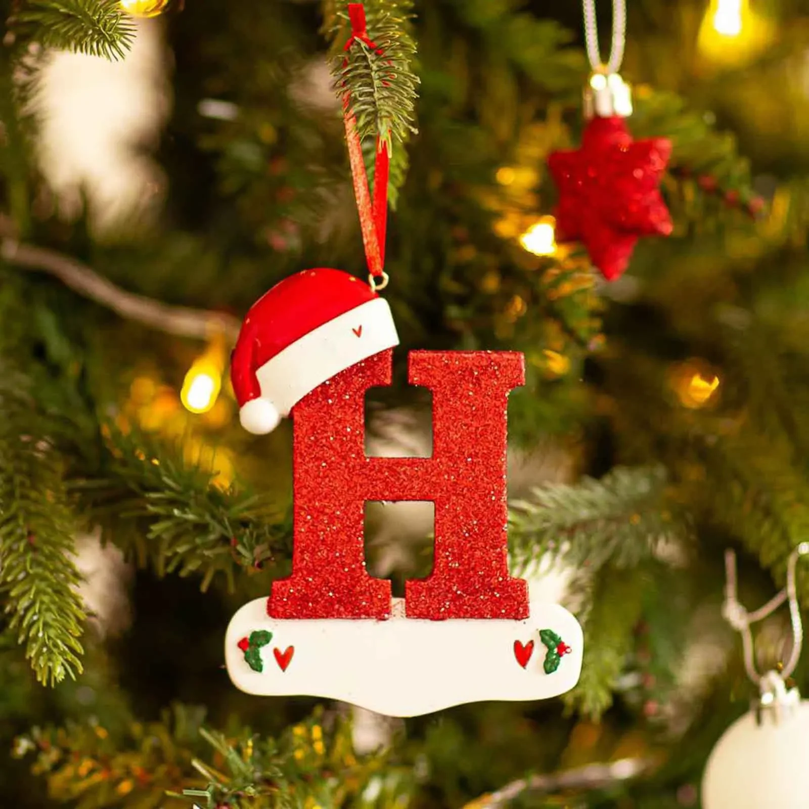 Christmas Tree Decoration Letter Pendant 26 Letters Home acrylic DIY Pendant Xmas Year Decor Ornament navidad: Blue
