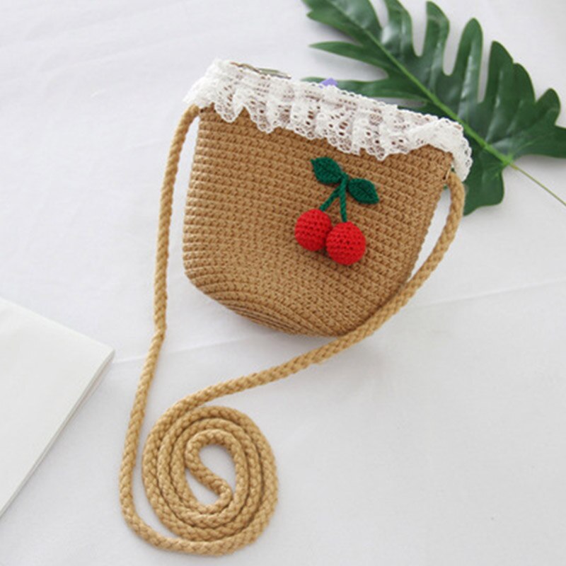 New Summer Baby Girl cappello di paglia borsa Set vacanze all'aperto bambini ragazze Cherry Beach cappelli da sole bambini Panama Cap And Bag Suit