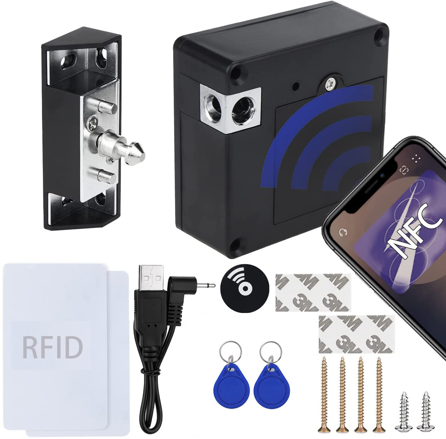 Elektronische Kast Slot Verborgen Diy Rfid Slot Met Usb Kabel Voor Houten Kast Lade Locker Kast Met 4 Sleutelkaarten/Fobs