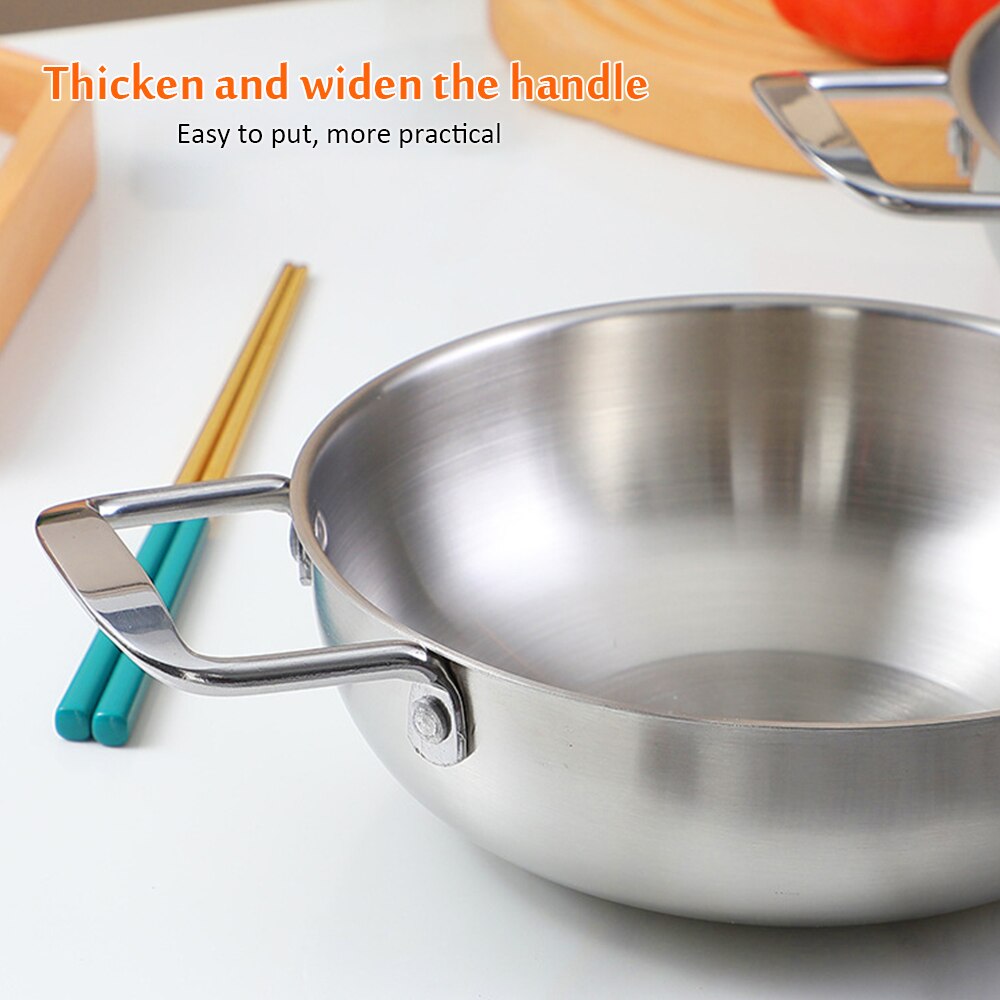 Stainless Steel Potted Dishes Thickened Seafood Grill Pan Double Ear Golden Ramen Soup Pot Instant Noodle Pot Mini Pot