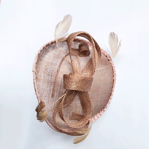 Rétro Style Lin Mariée Chapeau Haut-de-Forme Chapeau Net Européenne Britannique Coiffe Banquet Chapeau Haut-de-Forme Mariage chapeau De Mariée royale chapeau mariage mariée: light brown