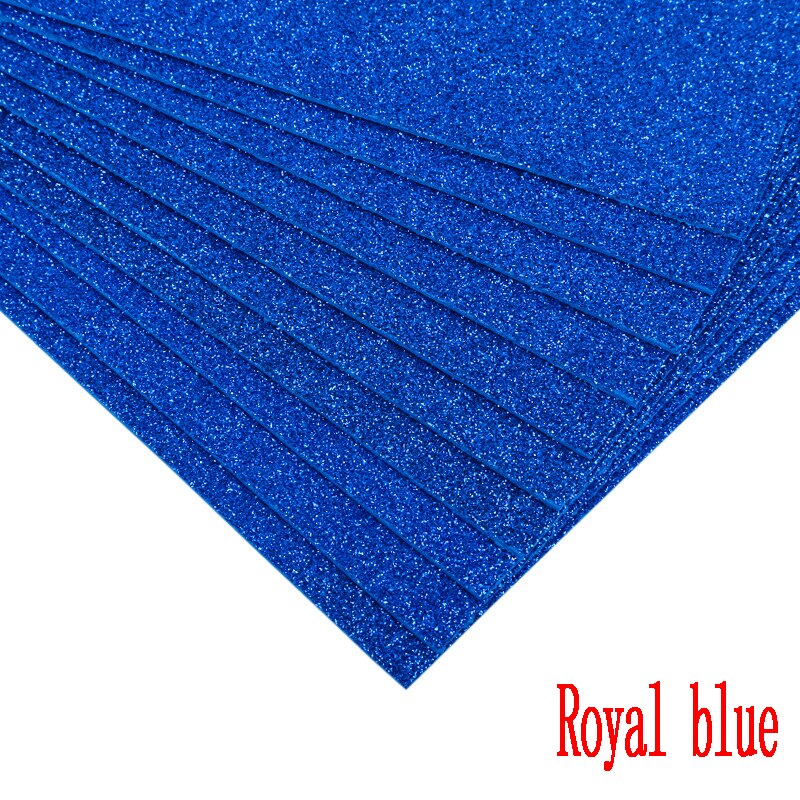 5sheets Glitter Foam Paper Sparkles Paper for Children's Craft Activities DIY Cutters Flash Handcraft Foam Paper Without Glue: Royal blue