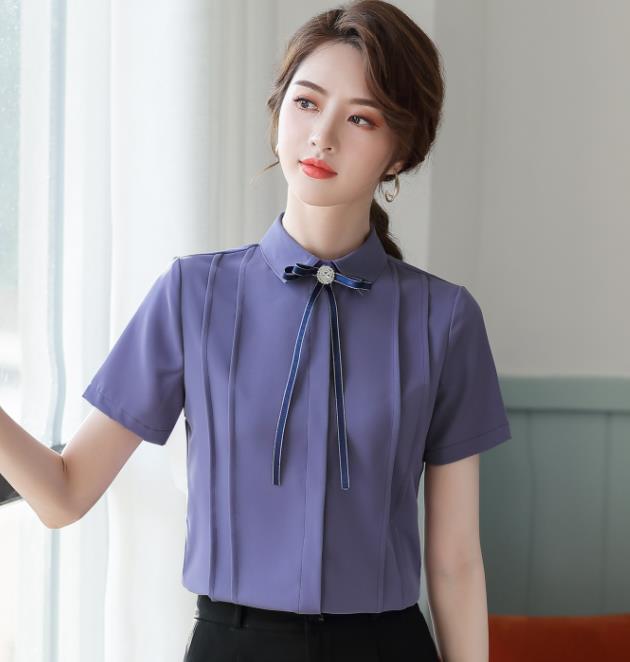 Naviu sommerskjorte til kvinder kortærmede bluser chiffonskjorte formel kontortøj blusas: Grå / 4xl