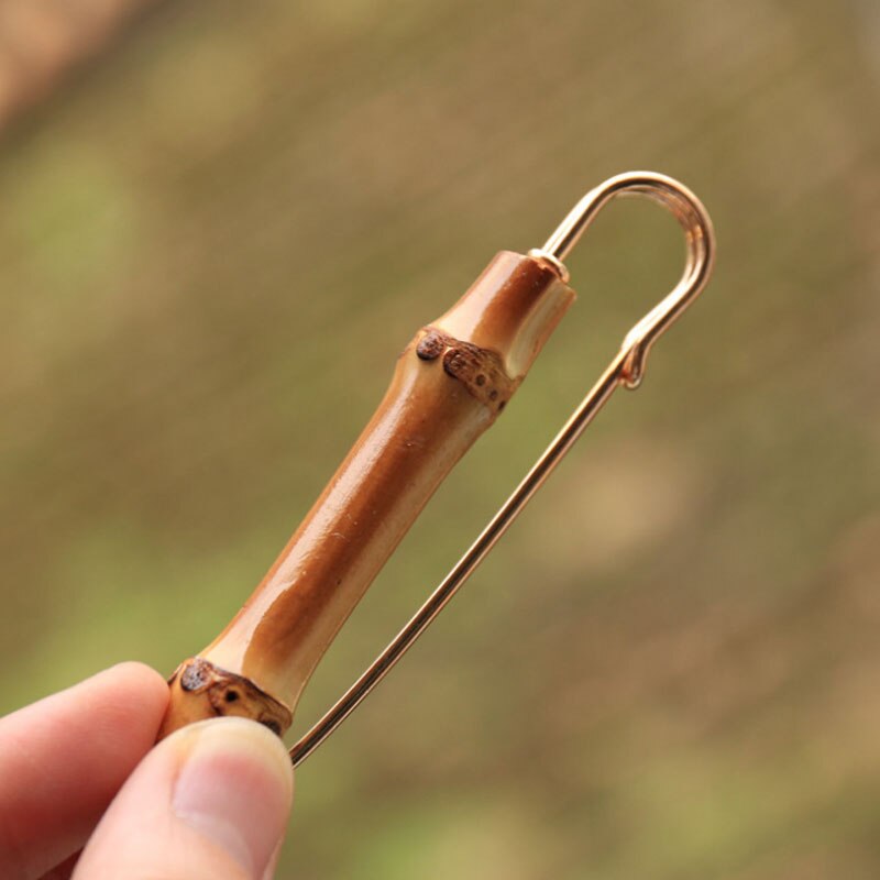 Store perler simuleret perlebroche vintage naturlig bambus jakkesæt pin metal u form spænde beklædningsgenstand broche pin til mænd kvinder brocher