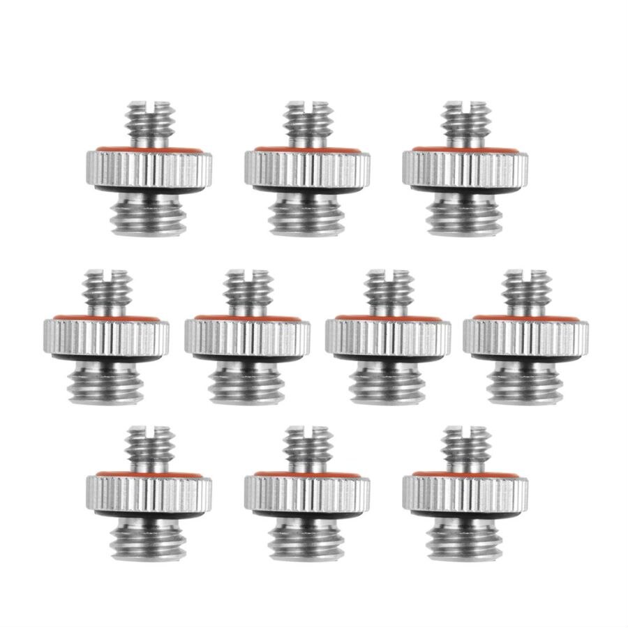 Stainless Steel Camera Screw Adapter Convert Dual Head Converter 1/4"-20 to 1/4 or 3/8" for Tripod Camera Cage Rig Screw Pack: 10pcs E