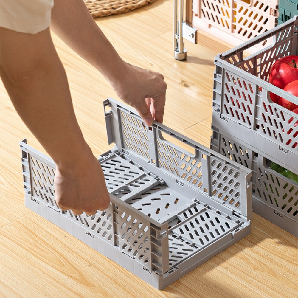 Panier de rangement pliable en plastique, 5 couleurs, boîte de rangement pliable pour étudiants de bureau, bande de papeterie, conteneur pliable