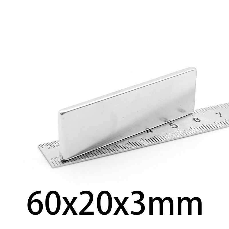 1-15 kpl 60 x 20 x 3mm neliön voimakas magneetti 60 mm x 20 mm x 3mm n35 vahvaa neodyymimagneettia 60*20*3mm kestomagneettilevyä 60*20*3