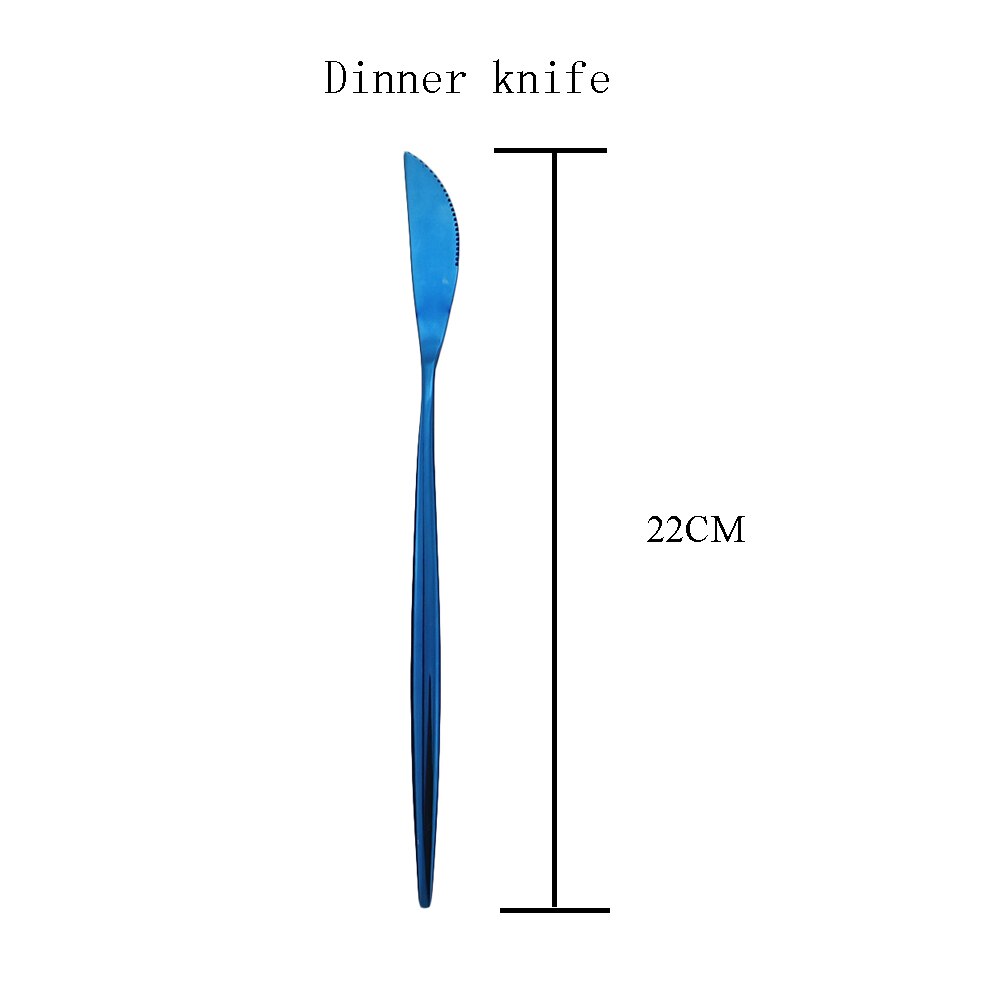 4 sæt blå bestik sæt 18/10 rustfrit stål bestik sæt regnbue service sæt opvaskemaskine sikker kniv gaffel dessert ske teske