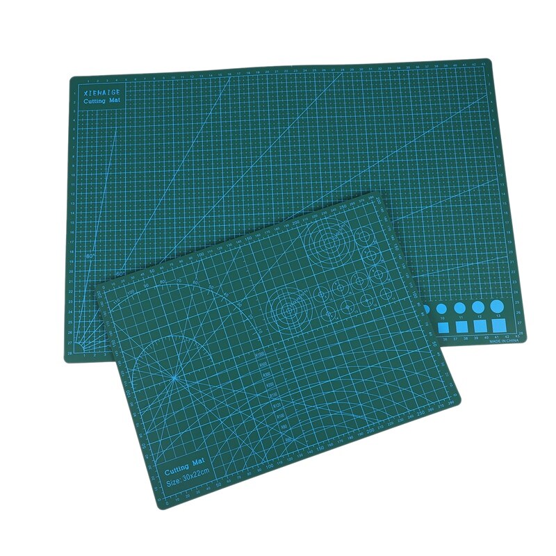 2Pcs A3/A4 PVC Rectangle Grid Lines Cutting Mat Tool Double-Sided Cutting Pad Metric/Imperial for Paper Card Fabric Crafts (45cm