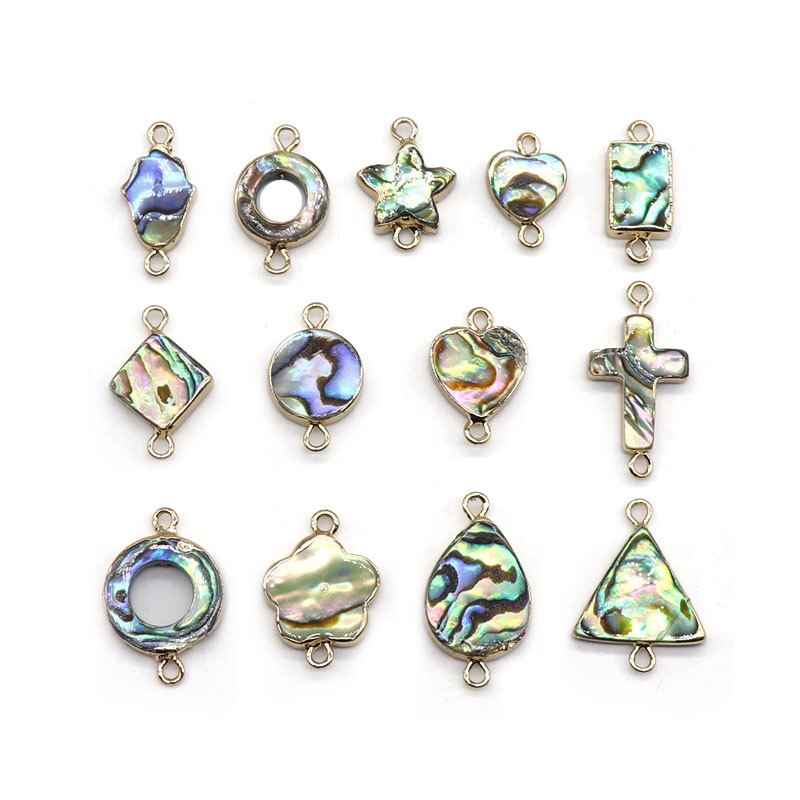 Rock Jewelry Accessories DIY Beaded Connectors Pendants Heart Star Cross Charm Natural Abalone Shell Mother of Pearl Pendants