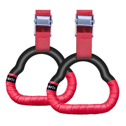 Gymnastic Rings Set Childrens Home Fitness Training Equipment with Adjustable Buckle Heightening Pull Ring for Physical Training: A red / Total length 1M