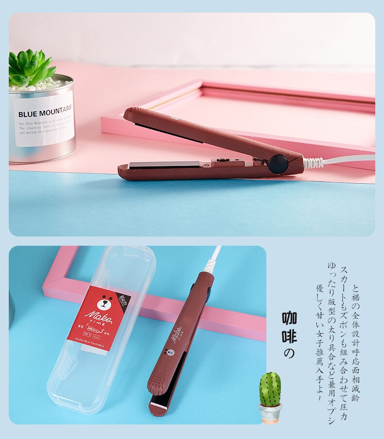 Mini fer à lisser électrique en céramique avec prise européenne,bigoudi, outils de mise en plis avec papillote, ,: MakeTime-CF