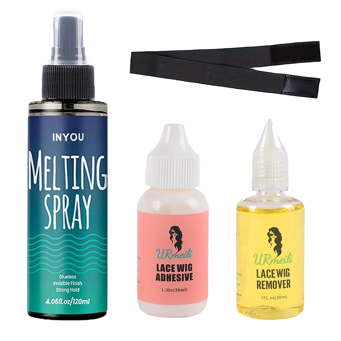 Spray de colle pour perruque Lace Front, 4 pièces, Spray de fusion de dentelle et Spray de liaison de dentelle, Kit de colle pour cheveux: Default Title