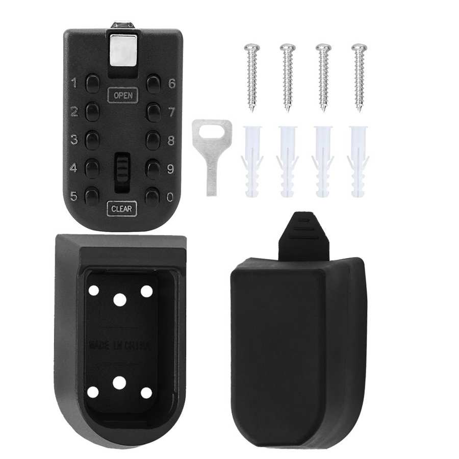 10 Buttons Password Key Lock Box Wall Mount Safe Security Storage Case Organizer: Default Title