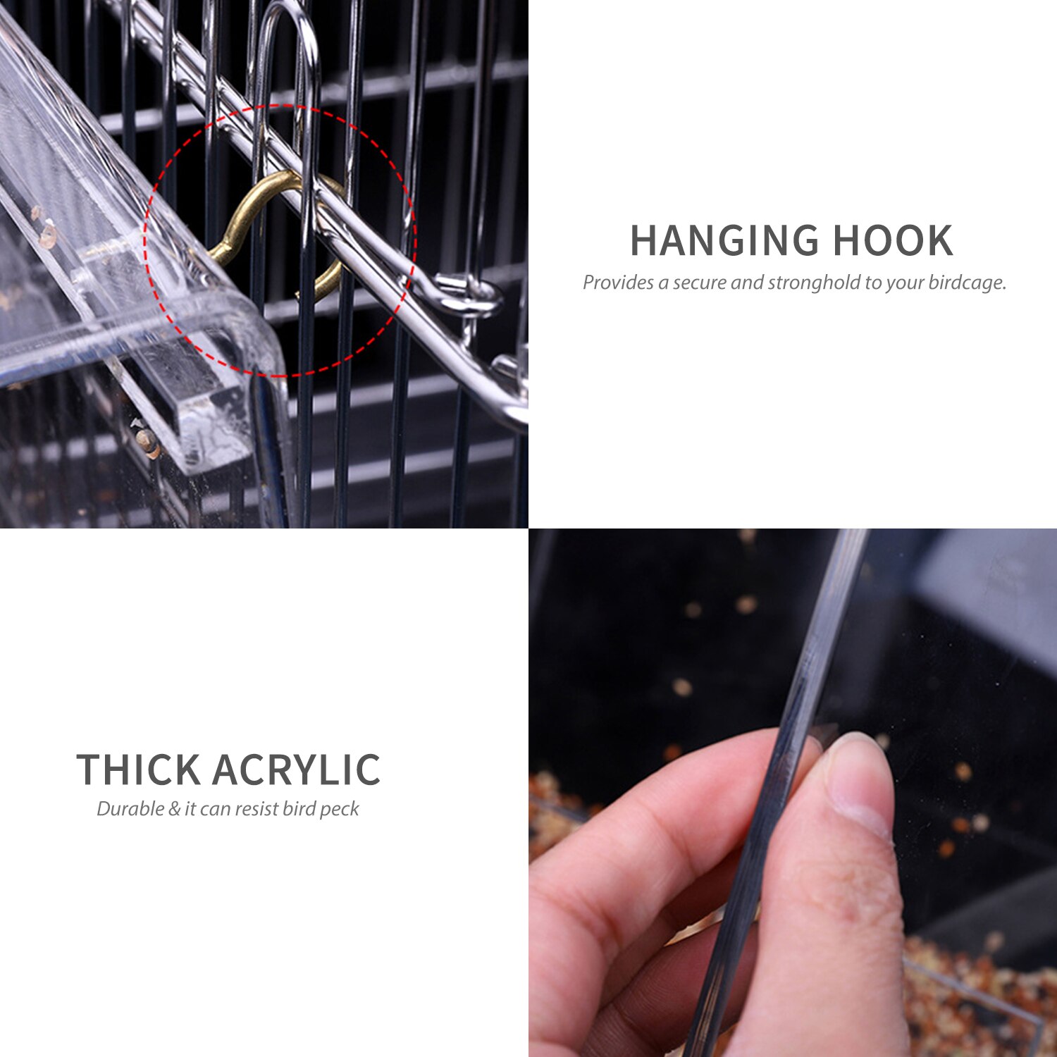 Hanging Bird Feeder for Cage Bird Feeder House Hanging Parrot Food Feeder Container Birdfeeders Acrylic Cage Accessories