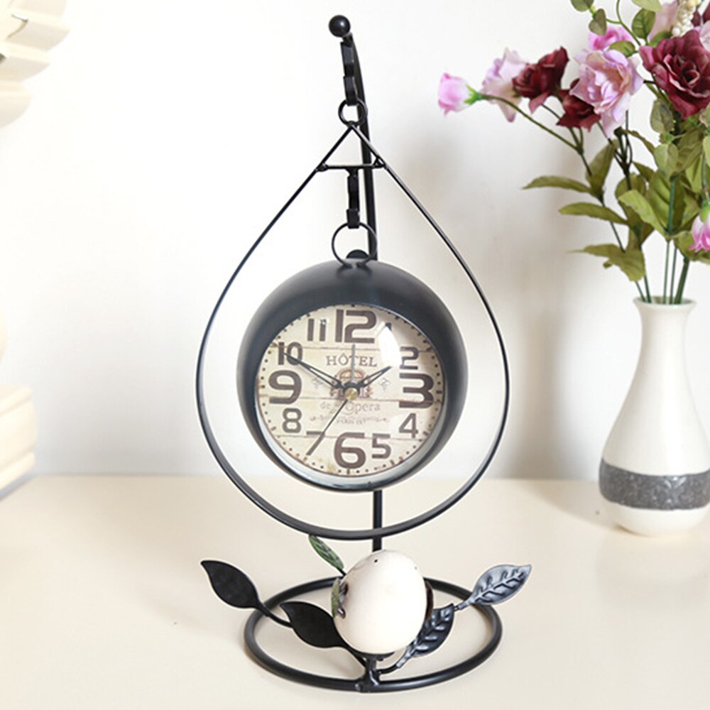 Silent Clock Retro Iron Art Alarm Clock Interior Clock Decor Handicrafts Bird Desk Clock Living Room Bedroom Clock