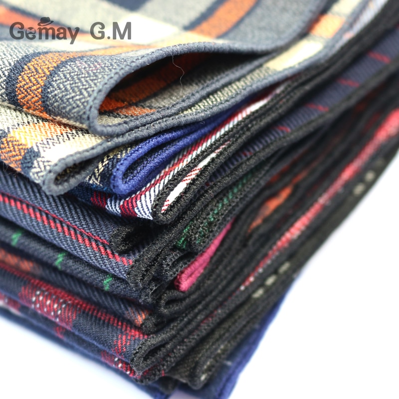 Cotton Mens Pocket Square Adult Plaid Hankerchief Scarves Vintage Hankies Men's Hanky Square Handkerchiefs