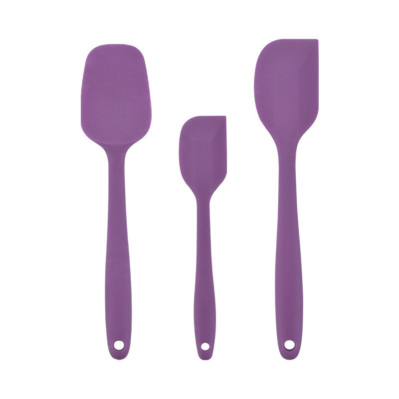 Baking Utensils Food Grade Three-Piece Silicon Scraper Baking Suit Salad Mixing Large Small Number Scraper: Purple
