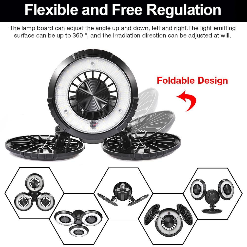 Led-garageverlichting, 80 W, 8000 lumen, led-plafondlamp met 3 verstelbare panelen, 6500 K daglicht, garageverlichting, led-verlichting, bevestigingslamp voor garage, werkplaats