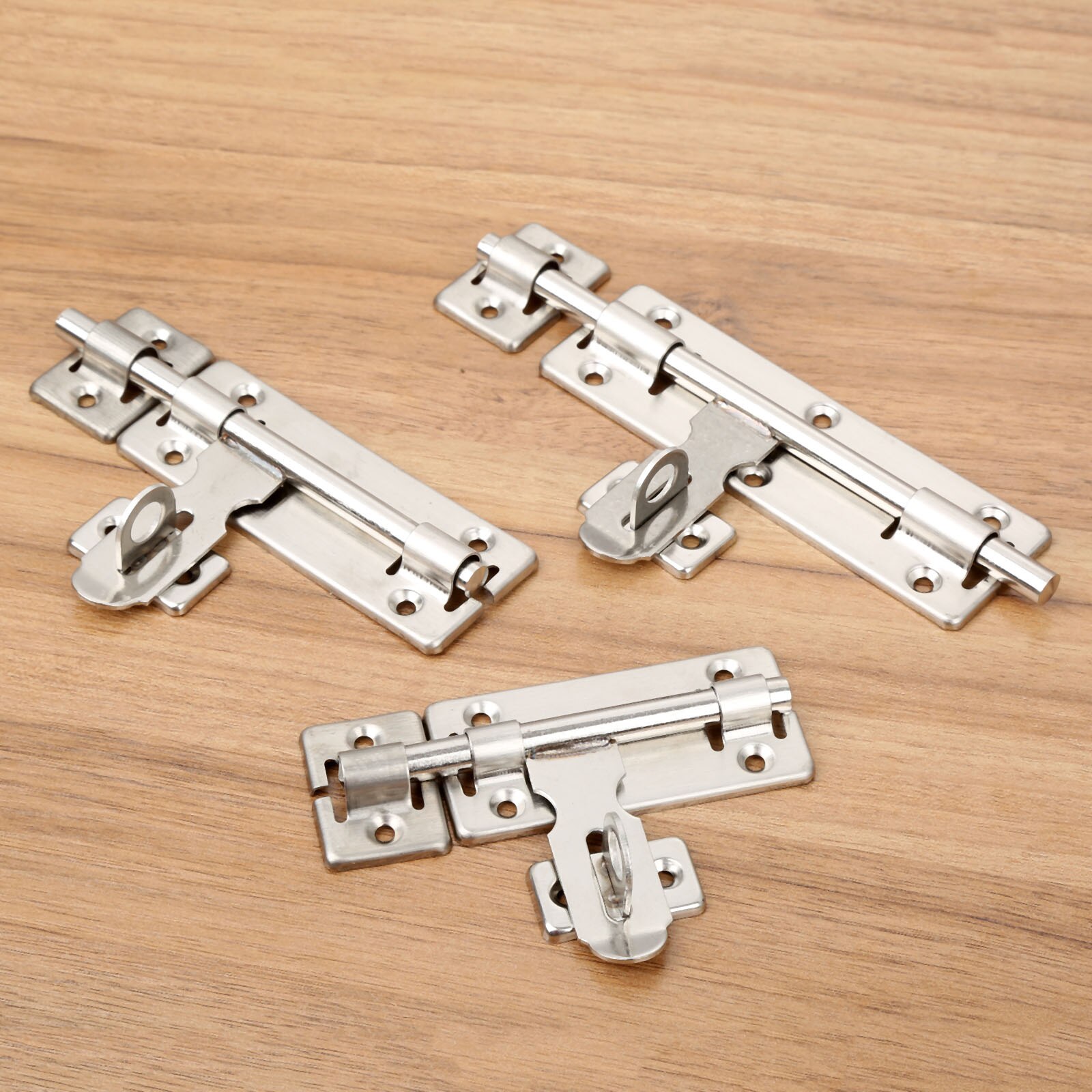 DRELD 4" 6" 8" Stainless Steel Door Latch Window Drawer Cupboard Lock Barrel Bolt Latch Padlock Clasp Set Furniture Hardware