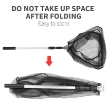Aluminum Alloy Fishing Landing Net Telescopic Mesh Fish Catch Outdoor Fishing Folding Net for Bird Portable Release Lightweight
