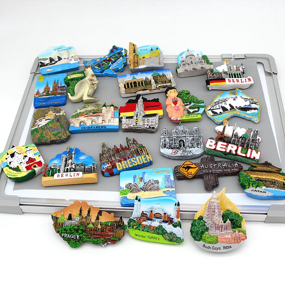Magnetisk 3d køleskab klistermærke verdenstur køleskab magneter bhutan japan tyskland tyrkiet australien rejse souvenir samling