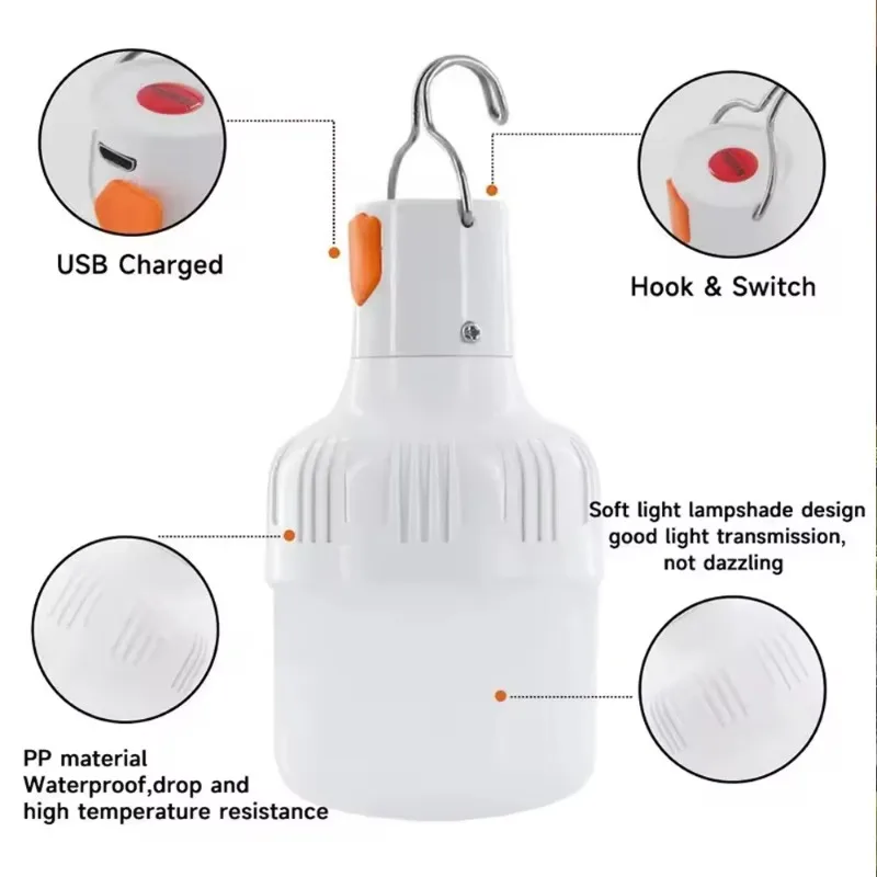 USB Oplaadbare LED Noodlantaarn 30W 60W 100W 3 Modus Buitenverlichting Duurzame Draagbare LED Lampen voor Camping Vissen