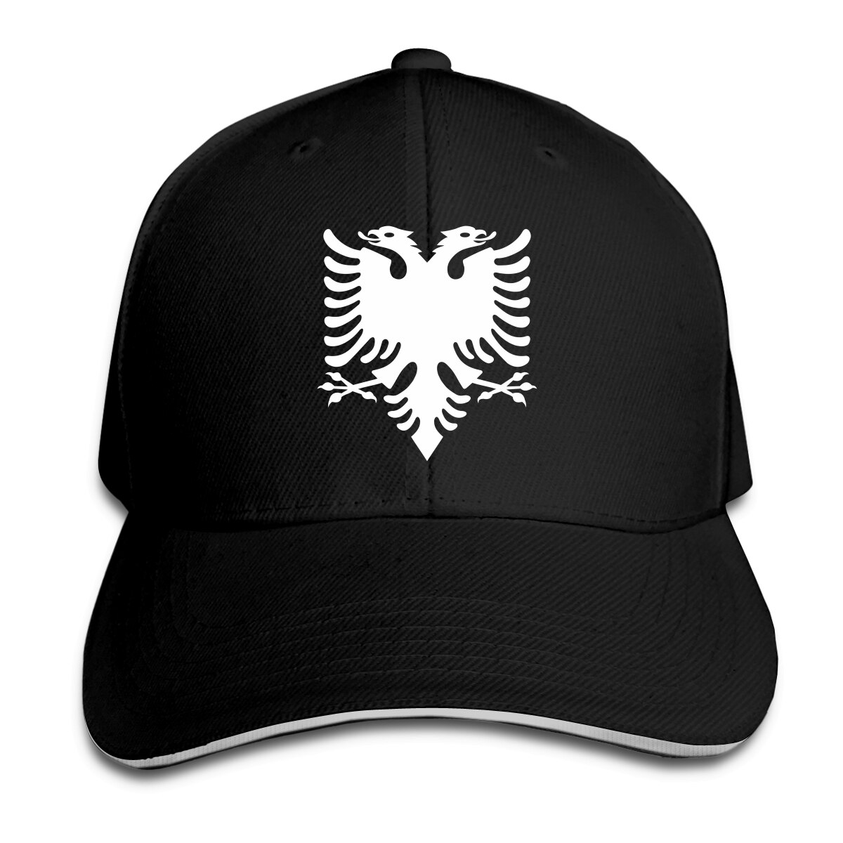 Albania sombreros, gorras de hombres y mujeres, gorros de pico de pato, gorras de béisbol de coche, gorras ajustables de Snapback hip-hop unisex: Black