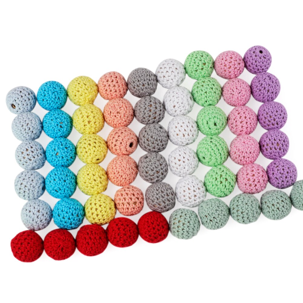10 stücke holz Häkeln Perlen Ungiftig DIY Baby Zahnen Schmuck Halskette Anhänger Baby Beißring Spielzeug Natürliche Holz Perlen 20MM