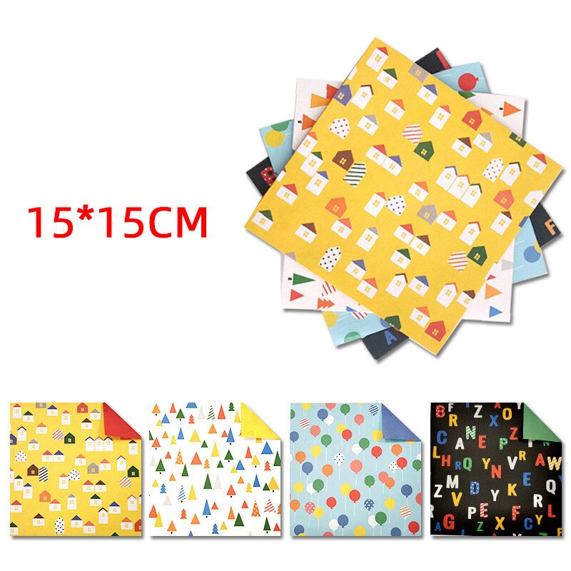 100 stücke Platz Origami Papier Einseitig Marmor aufbringen Bronzing Bunte DIY freundlicher Gefaltet Papier Scrapbooking Handwerk Dekor 15 × 15cm: 80Stck Haus