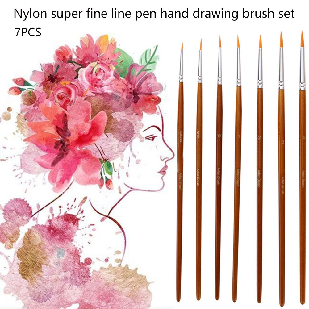 7 Stuks Extra Fijne Acryl Schilderij Tekening Paint Brush Set Nail Gouache Detail Liner Studenten Professionele Miniatuur Art Supplies