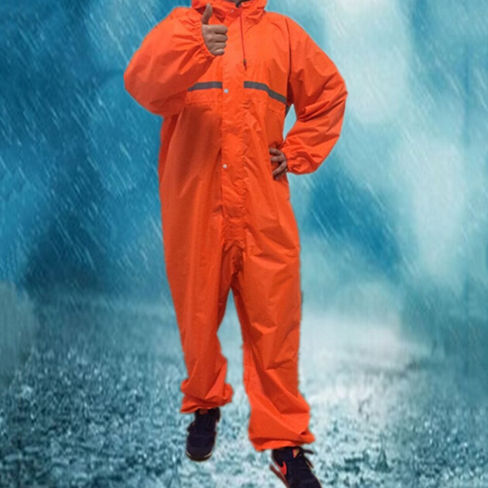 Motorcycle Raincoat Motorbike Conjoined Raincoat Motocross Overalls Men Women Fission Rain Suits Clothing: Orange / XL