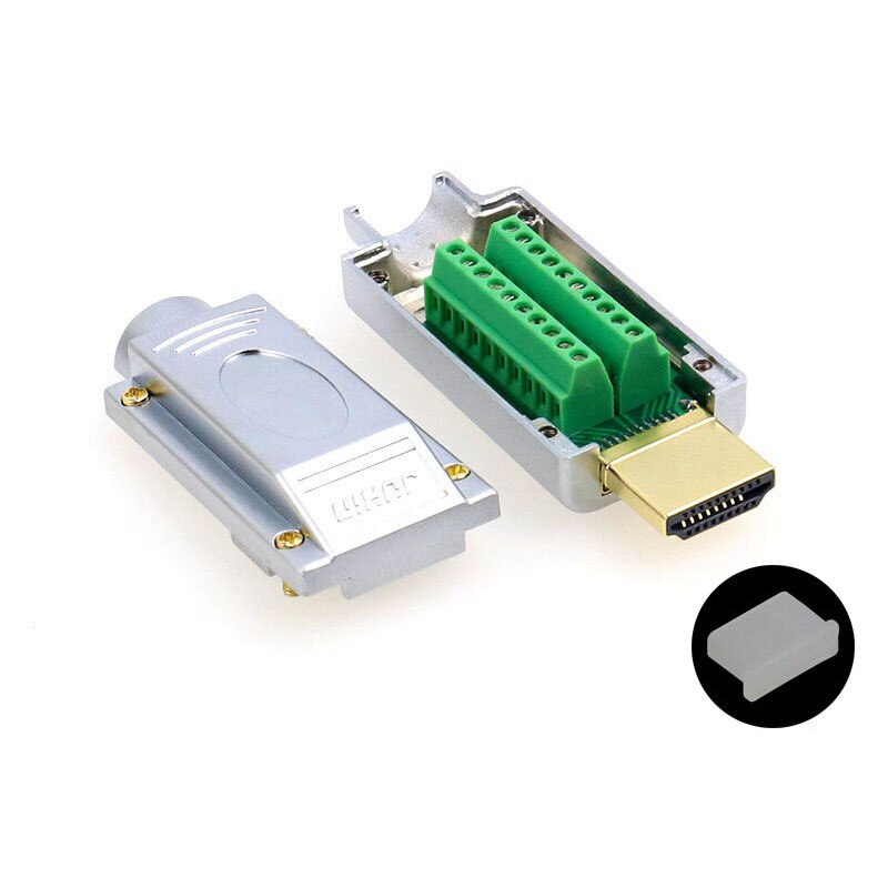Conector de cabeza de soldadura HDMI, carcasa de aleación de aluminio, Junta chapada en oro, línea HD 4K, macho DIY: C