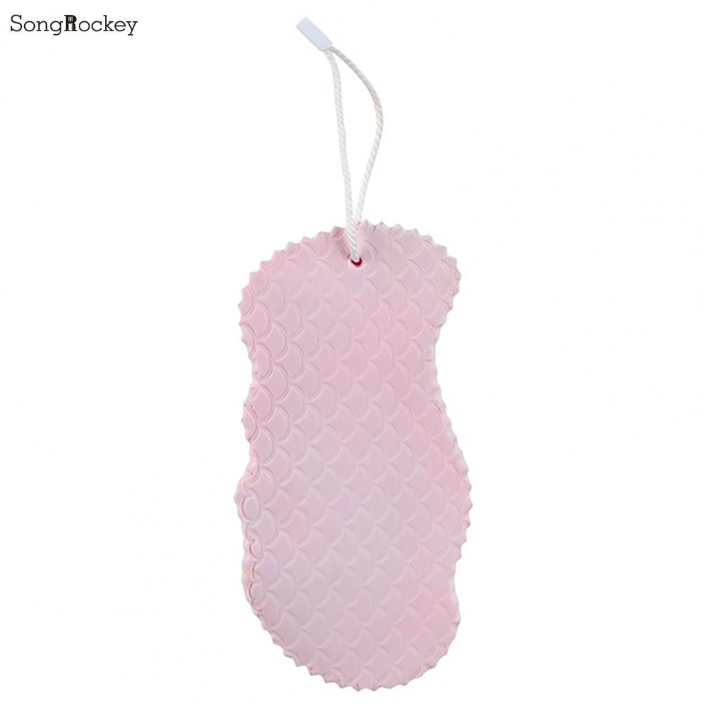 Koreansk fiber kroppsskrubb bad svamp eksfolierende børste magiske baderomsprodukter husholdningsvarer hjem hage: Rosa