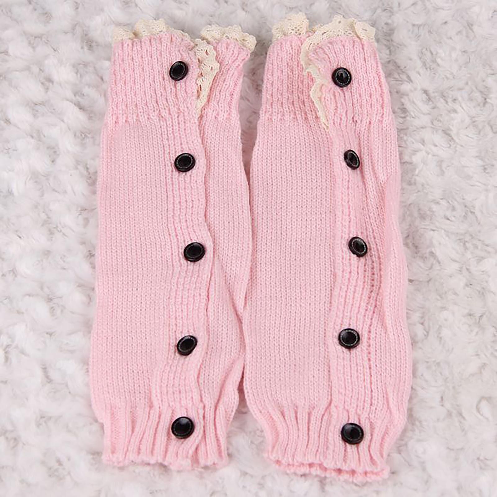 Children Boot Cuffs Winter Buttons Knit Leg Warmers Boot Topper Socks 2 Pairs Breathable Windproof Comfortable Socks Medias: Pink 