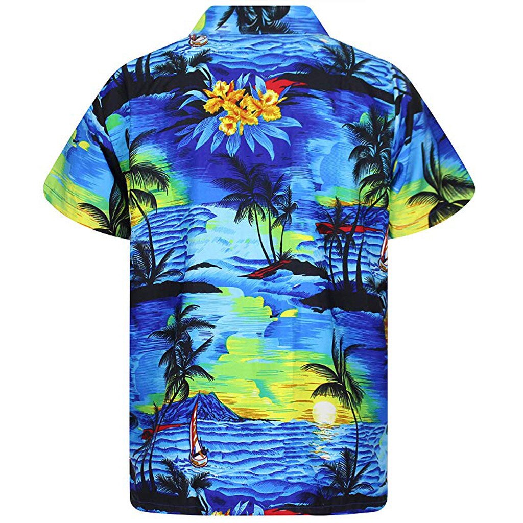 Mannen Shirt Zomer Mode mannen Casual Knop Hawaii Print Beach Korte Mouw Snel Droog Top Blouse Hawaiian Shirt Heren katoen