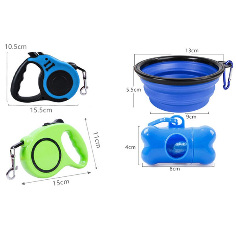 5M Retractable Dog Leash with Dog Waste Bag Dispenser &amp; Bags Dog Bowl Heavy Duty Walking Leash For Dogs Pet Puppy Leash Kit