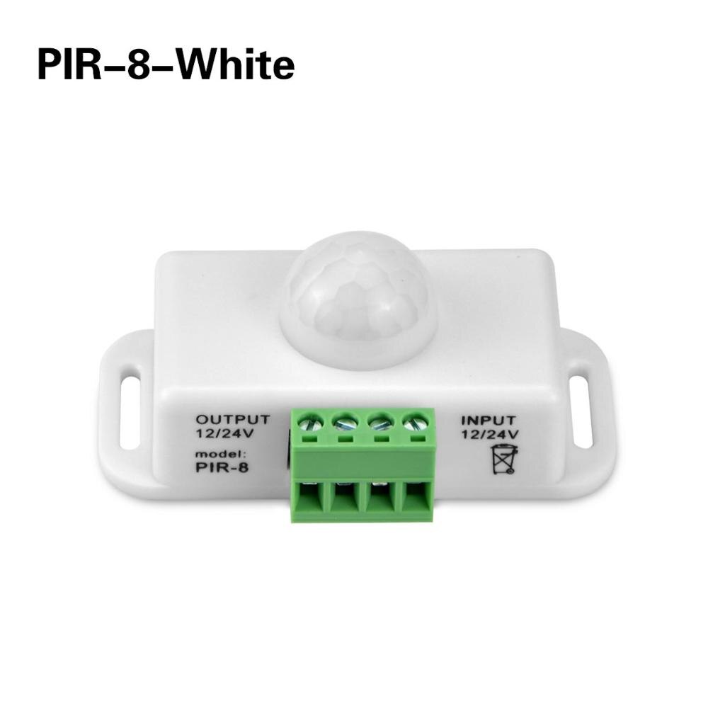 Dc 12V -24V Smart Pir Human Motion Sensor Switch Auto Inductie Dectector Schakelaar Vertraging Verstelbare Voor led Strip Licht: PIR-8-White Body