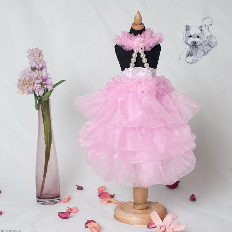 Robe de mariage pour animaux | Robe avec jupe pour animaux, vêtements d'été, motif chien, style pomerien, Schnauzer, caniche, Bichon
