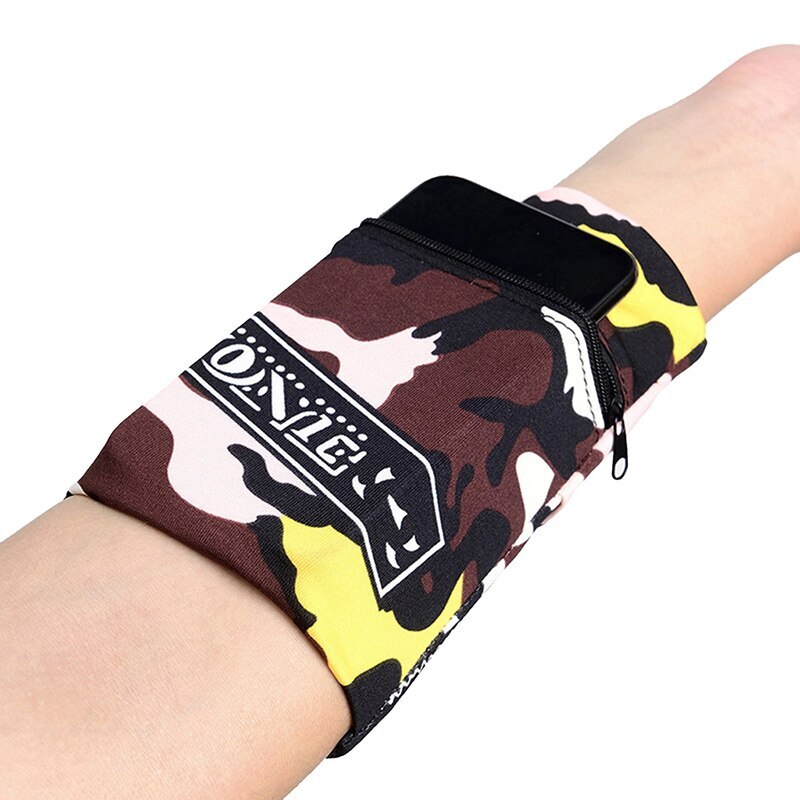 Multifunctionele enkelband met rits, sportpolsband, portemonnee, opbergzak, polsbandje, zweetband: Bordeauxrood