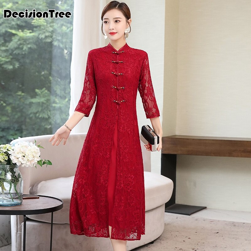 cheongsam Vestido Mujer encaje cheongsam novedad qipao chino vestido qipao vestidos