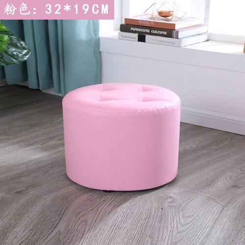 Tabouret rond en cuir escabeau chambre tabourets chaise coin siège pour économiser de l'espace pour salon restaurant chambre: S Pink