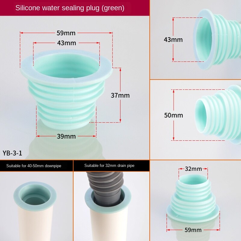 Schlecht waschbecken waschbecken rohr Deodorant Abdichtung Ring dekorative abdeckung 40/50/75 silikon stecker Anti-rückkehr wasser und insekten: 40-50 Grün Siegel