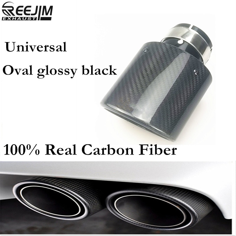 Oval Slanted exhaust tip Carbon Fiber Exhaust tip punta de escape ponta de escape car styling
