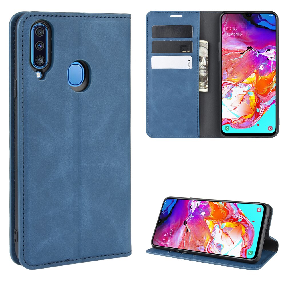 A207 Auto Switch Leather Case for Samsung Galaxy A20S (6.5in) SM-A207F Flip Wallet Book Cover Black 207A A 20S 207 GalaxyA20S