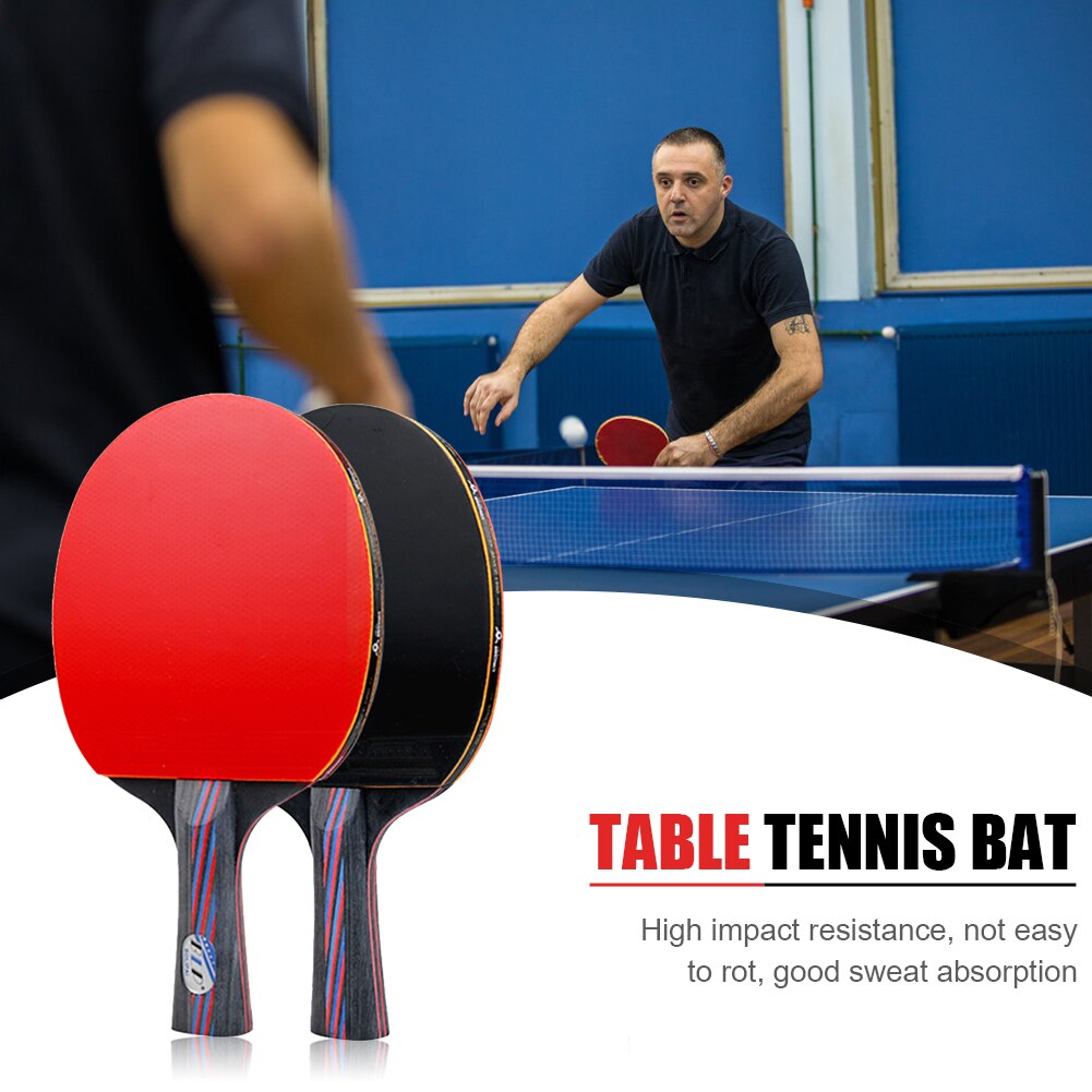 Houten Dubbele Gezicht Tafeltennis Racket Set Volwassen Student Training Krachtige Ping Pong Paddle Bat Met Zak