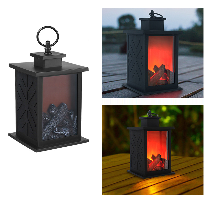 Luz LED para chimenea con temporizador, linterna de llama de fuego de madera realista, lámpara de mesa estilo carbón, para , , Camping, decoración del hogar: Soleado amarillo