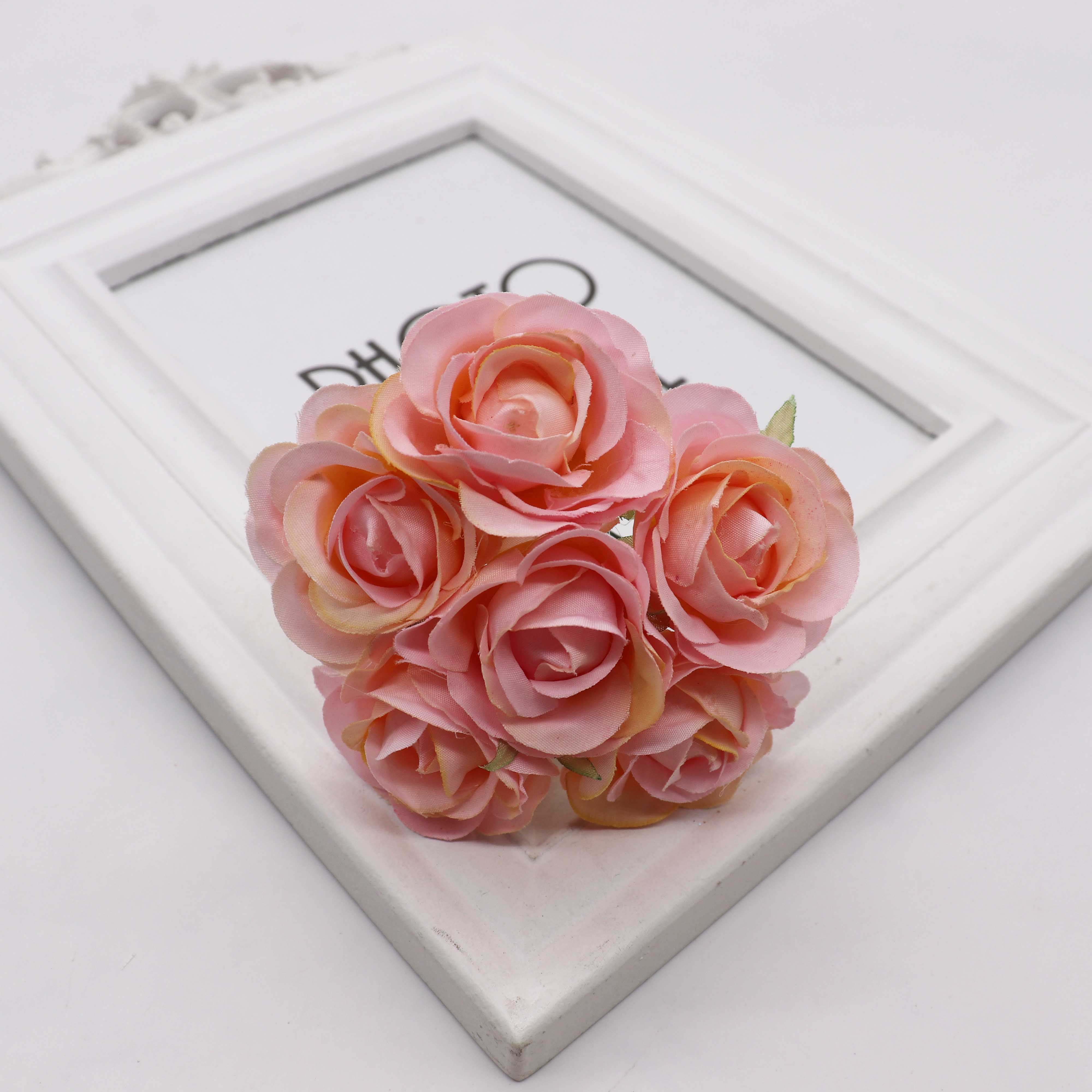 6 stuks kunstbloemen zijden roos boeket bruiloft home party decoratie DIY bloem muur plakboek geschenkdoos ambachten
